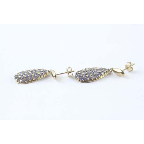 50 - 9ct gold tanzanite drop earrings (3.8g)