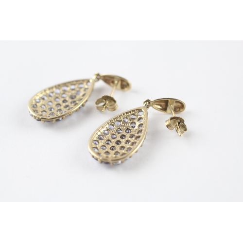 50 - 9ct gold tanzanite drop earrings (3.8g)
