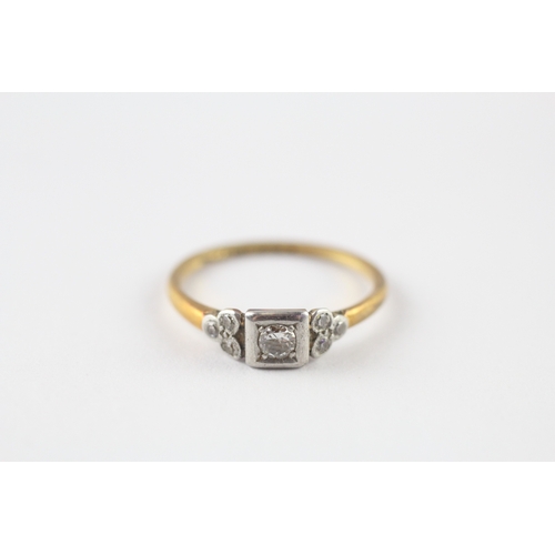 58 - 18ct gold platinum diamond ring (2g) Size M