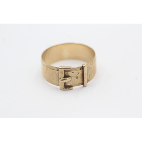 9 - 9ct gold belt buckle ring (3.7g) Size S