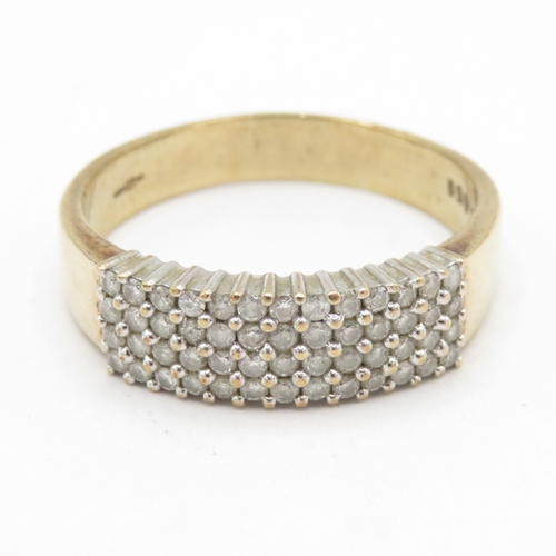 159 - 9ct gold diamond pave set ring (3.6g) Size U