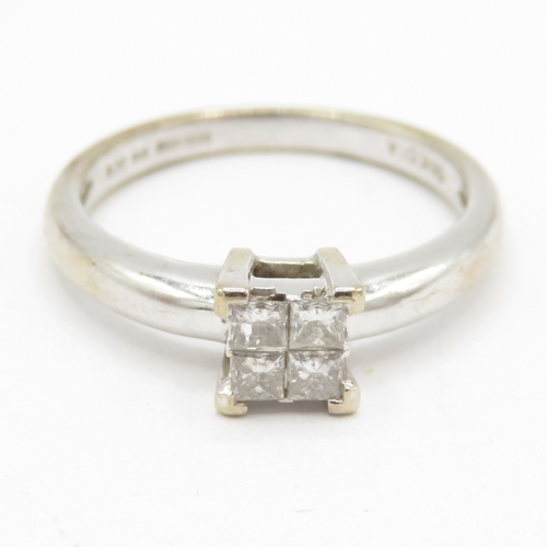 166 - 18ct white gold diamond princess cut invisible set ring (3.2g) Size K