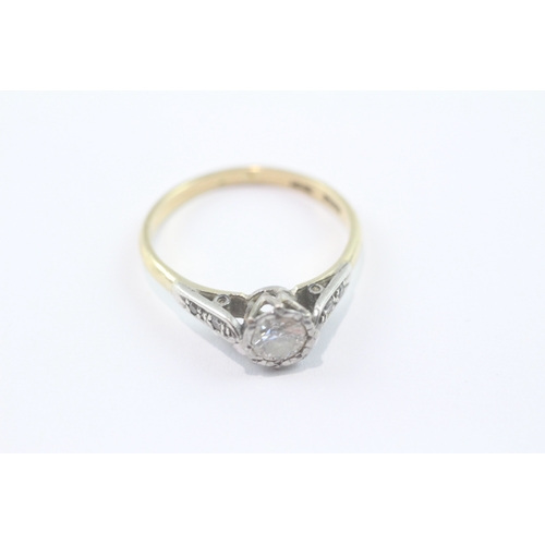 134 - 18ct gold diamond solitaire ring (2.3g) Size O