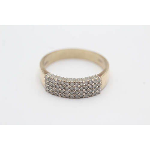 159 - 9ct gold diamond pave set ring (3.6g) Size U
