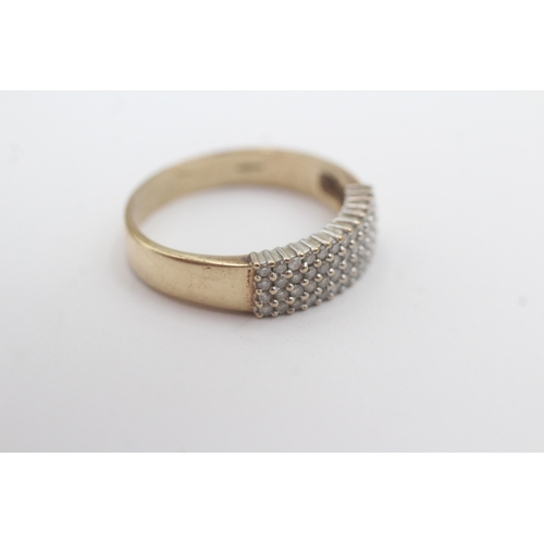 159 - 9ct gold diamond pave set ring (3.6g) Size U