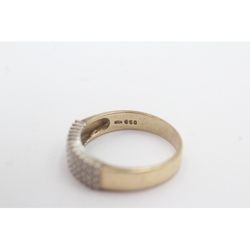 159 - 9ct gold diamond pave set ring (3.6g) Size U