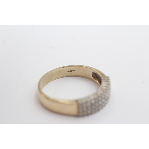 159 - 9ct gold diamond pave set ring (3.6g) Size U