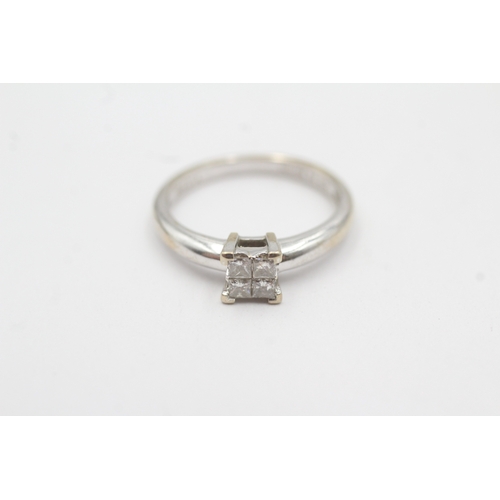 166 - 18ct white gold diamond princess cut invisible set ring (3.2g) Size K