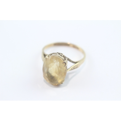 193 - 9ct gold citrine cocktail ring (3.5g) Size N