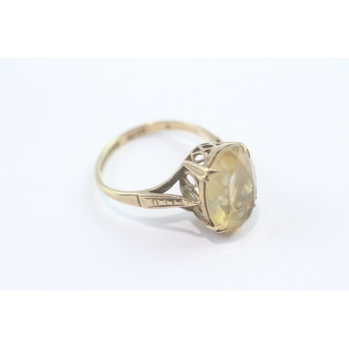 193 - 9ct gold citrine cocktail ring (3.5g) Size N