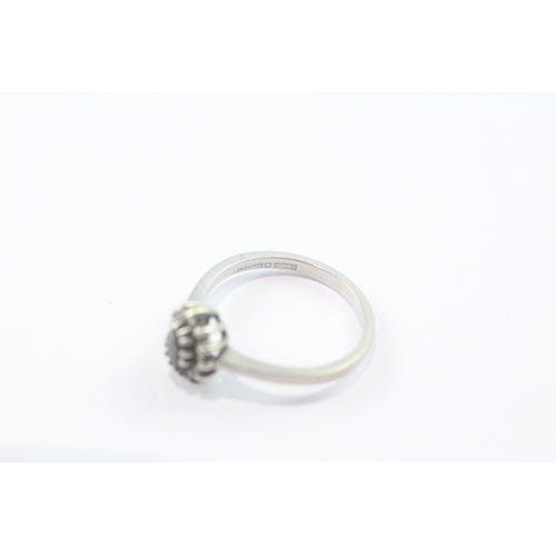 199 - 9ct white gold sapphire diamond halo cluster ring (1.7g) Size K