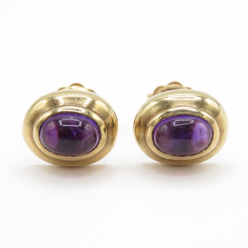 3 - 9ct gold amethyst earrings (3.87g)
