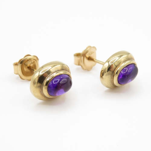 3 - 9ct gold amethyst earrings (3.87g)