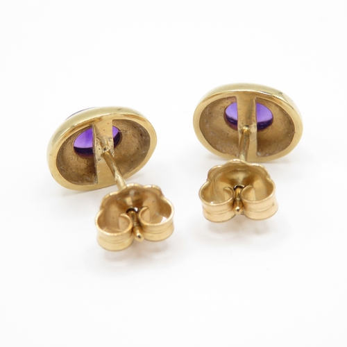 3 - 9ct gold amethyst earrings (3.87g)