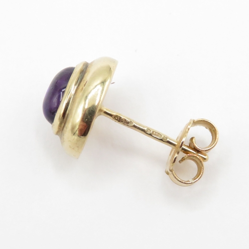3 - 9ct gold amethyst earrings (3.87g)