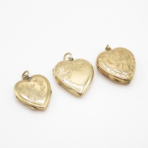39 - 3 x 9ct gold back and front lockets (8g)