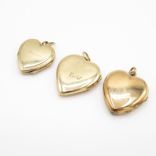 39 - 3 x 9ct gold back and front lockets (8g)