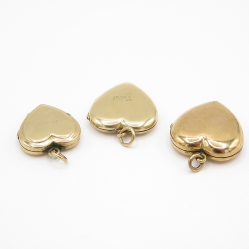 39 - 3 x 9ct gold back and front lockets (8g)