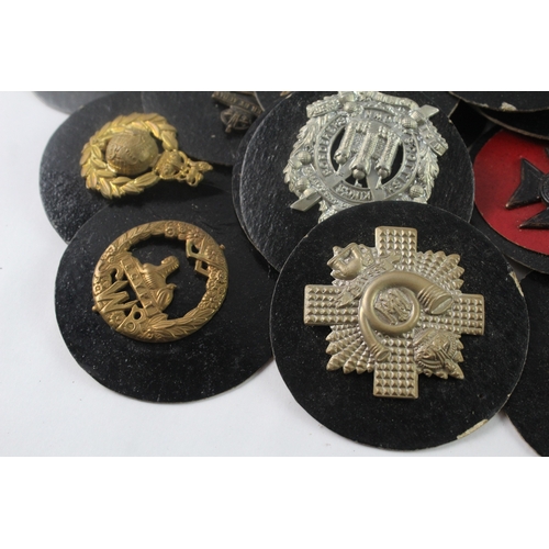 343 - Mounted Military Cap Badges Inc R. Scots Fus, KOSB, HLI, Royal Marines, Etc