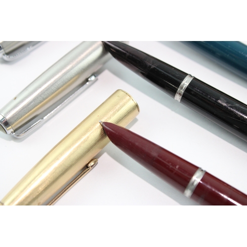 3 x Vintage Parker 51 Fountain Pens 14ct Gold Nibs WRITING Inc Gold ...