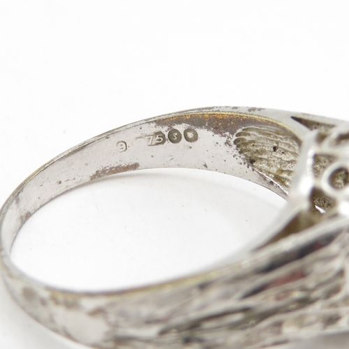 107 - 9ct white gold opal and diamond halo ring (2.6g) Size L