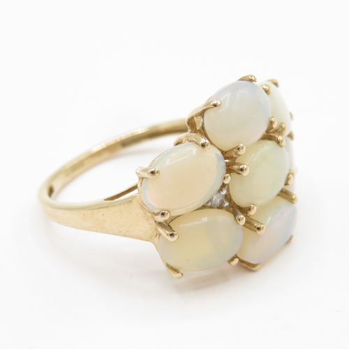 121 - 9ct gold opal diamond dress ring  (2.8g) Size N
