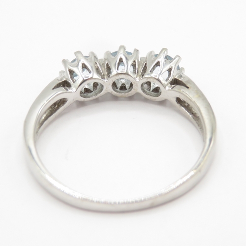 129 - 9ct gold sapphire and diamond ring (2.9g) Size O