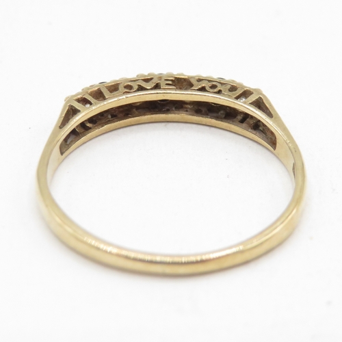 13 - 9ct gold sapphire and white gemstone channel set ring  (1.6g) Size N