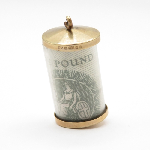 134 - 9ct gold emergency money charm (2.4g)