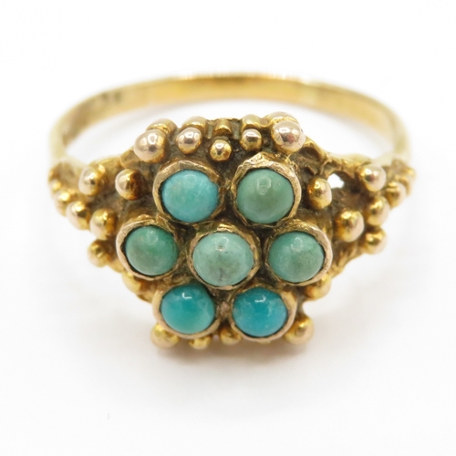 138 - 9ct gold turquoise ring (4.9g) Size W