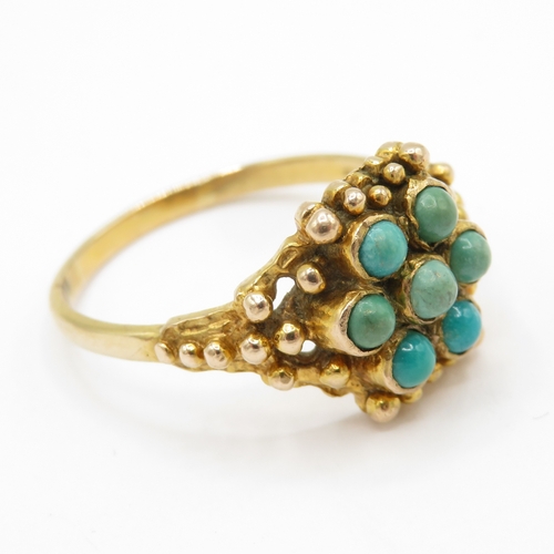 138 - 9ct gold turquoise ring (4.9g) Size W