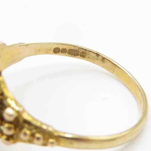 138 - 9ct gold turquoise ring (4.9g) Size W