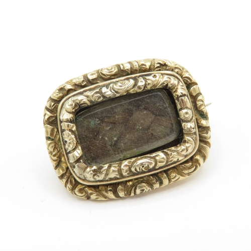 140 - 15ct gold mourning hairwork brooch (4.4g)