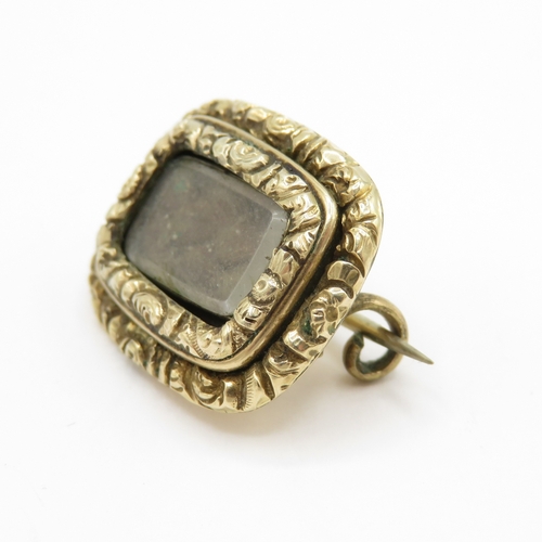 140 - 15ct gold mourning hairwork brooch (4.4g)