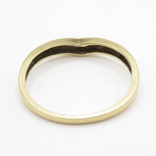 142 - 9ct gold diamond wishbone ring  (1.8g) Size R 1/2