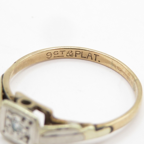145 - 9ct gold diamond illusion set ring  (1.2g) Size I 1/2