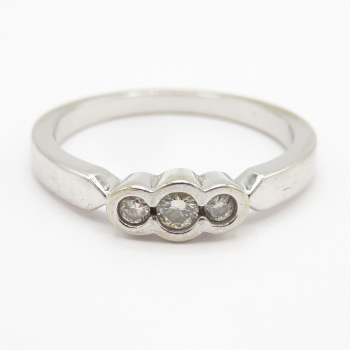 149 - 9ct white gold diamond trilogy ring  (2.5g) Size M 1/2