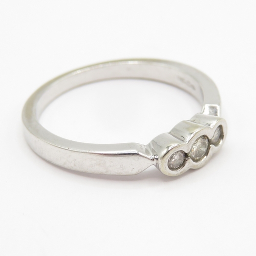 149 - 9ct white gold diamond trilogy ring  (2.5g) Size M 1/2