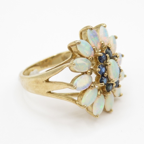 165 - 9ct gold opal and sapphire dress ring Size N (5g)