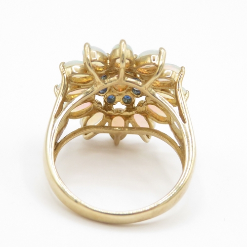 165 - 9ct gold opal and sapphire dress ring Size N (5g)