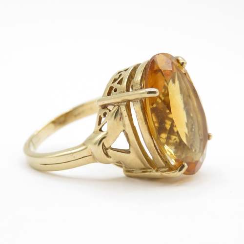 168 - 9ct gold citrine dress ring Size N (6.5g)