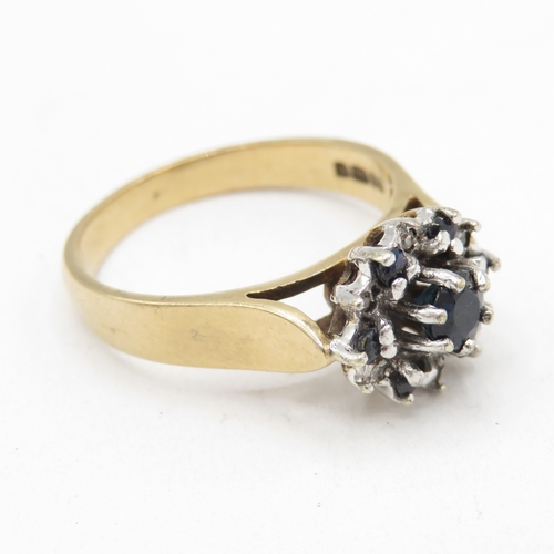 47 - 9ct gold diamond and sapphire halo ring  (4g) Size O