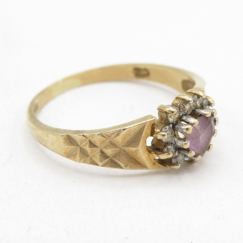 5 - 9ct gold amethyst heart ring  (1.7g) Size L 1/2