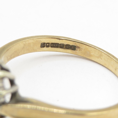 57 - 9ct gold diamond and sapphire halo ring (2.8g) Size P 1/2