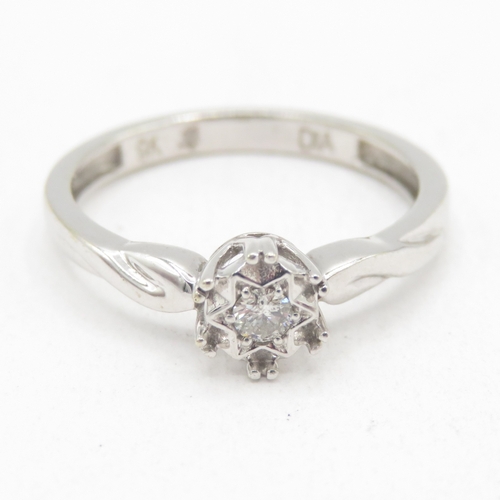 61 - 9ct white gold diamond cluster ring  (1.8g) Size K 1/2