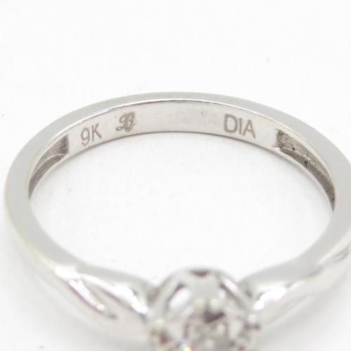 61 - 9ct white gold diamond cluster ring  (1.8g) Size K 1/2