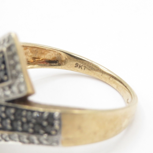 62 - 9ct gold diamond and black moissanite wrap ring - stone missing (2.8g) Size P