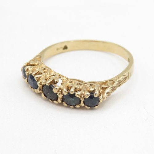 94 - 9ct gold sapphire five stone ring  (2.3g) Size N