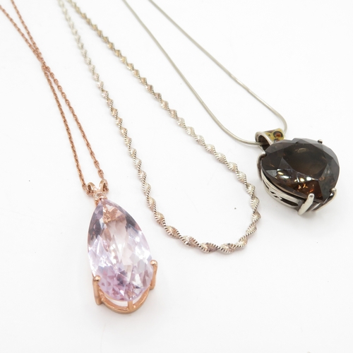 172 - Collection of Sterling Silver Necklaces inc Gemstone - 16.3g