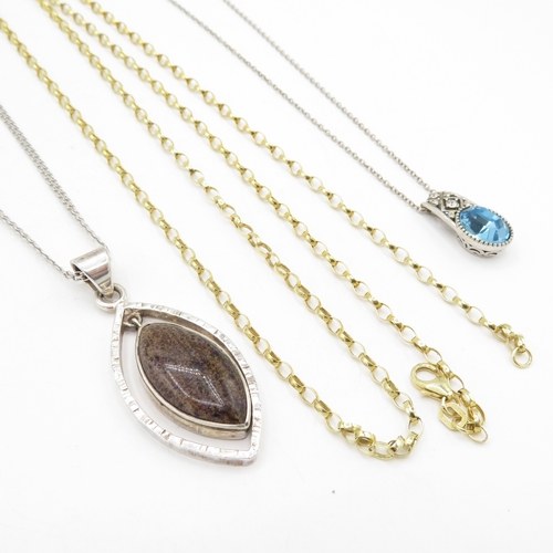 177 - Collection of Sterling Silver Necklaces inc Gemstone - 20.2g